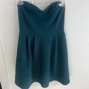 Teal sweetheart neckline mini dress